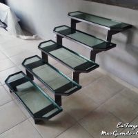Escalier limon cremaillere marches verre 3 fer Forge Catalane Cabestany