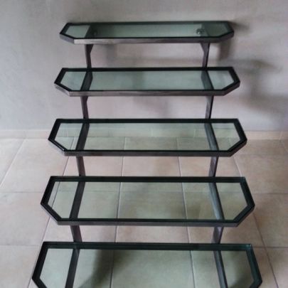 Escalier limon cremaillere marches verre fer Forge Catalane Cabestany